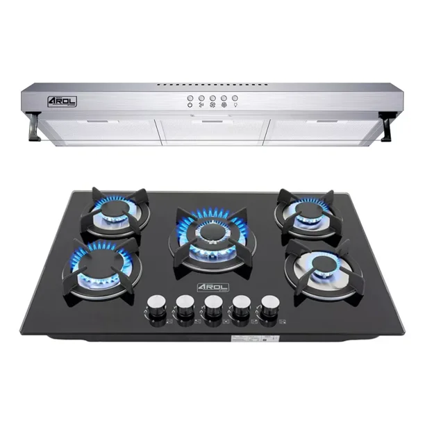 Combo Parrilla y Campana Slim 80 cm Negro AROL Acero/Negro CSL-80AI P-CN5Q77