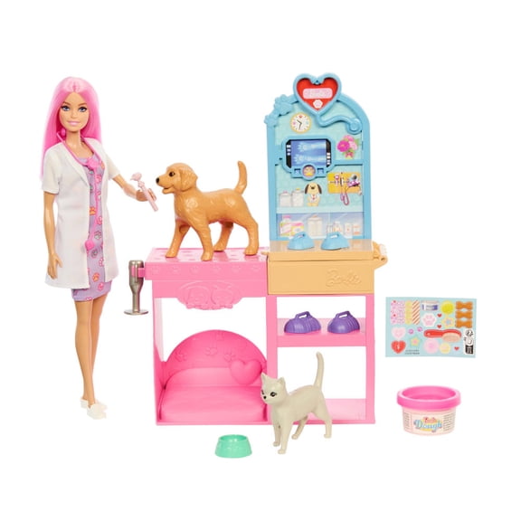 Set de Juego Mattel Barbie Veterinaria con Mascotas y Accesorios