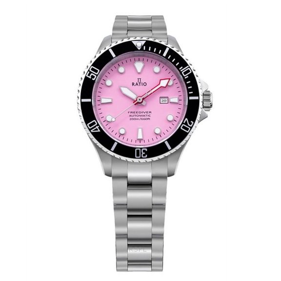 Ratio FreeDiver Sapphire Stainless Steel Candy Pink Dial Automatic RTFL839 200M Women's Watch