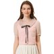 thumbnail image 1 of Allegra K Blusa Informal De Manga Corta Con Escote Plisado Y Lazo para Mujer Rosa claro M, 1 of 4