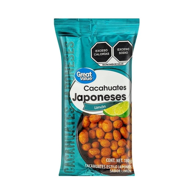 Cacahuates japoneses Great Value limón 180 g