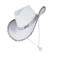 thumbnail image 4 of Sombrero de vaquero Sunnimix Fedora Blanco para mujer, 4 of 6