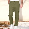 thumbnail image 2 of Amzcrzy Pantalones Clásicos Hombre Color Liso Cintura Elástica Cómodos Transpirables Elásticos Moda Informal Senderismo Pescar Correr Ejercicio Bolsillos Tallas S-3XL Verde, 2 of 8
