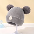 thumbnail image 2 of Lindo gorro de punto para bebé con bordado de doble corazón y doble bola de hilo. Cómodo y acogedor. Gorro cálido y abrigado para bebés., 2 of 5