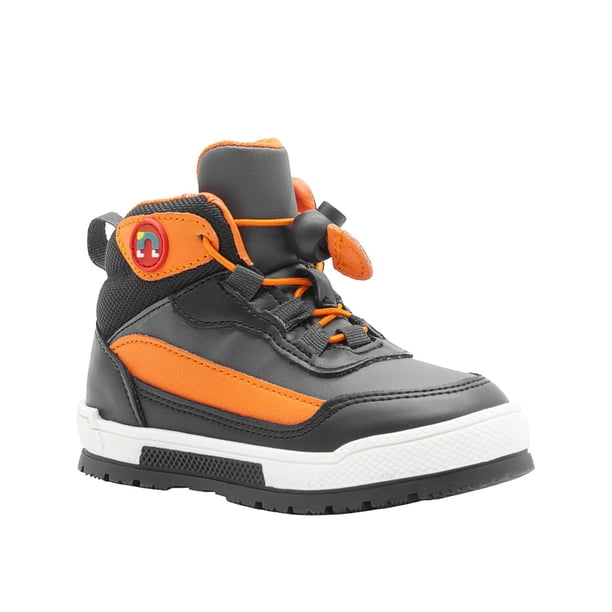 Tenis Bota Para Niño Casuales Cómodos Color Negro Naranja negro 14