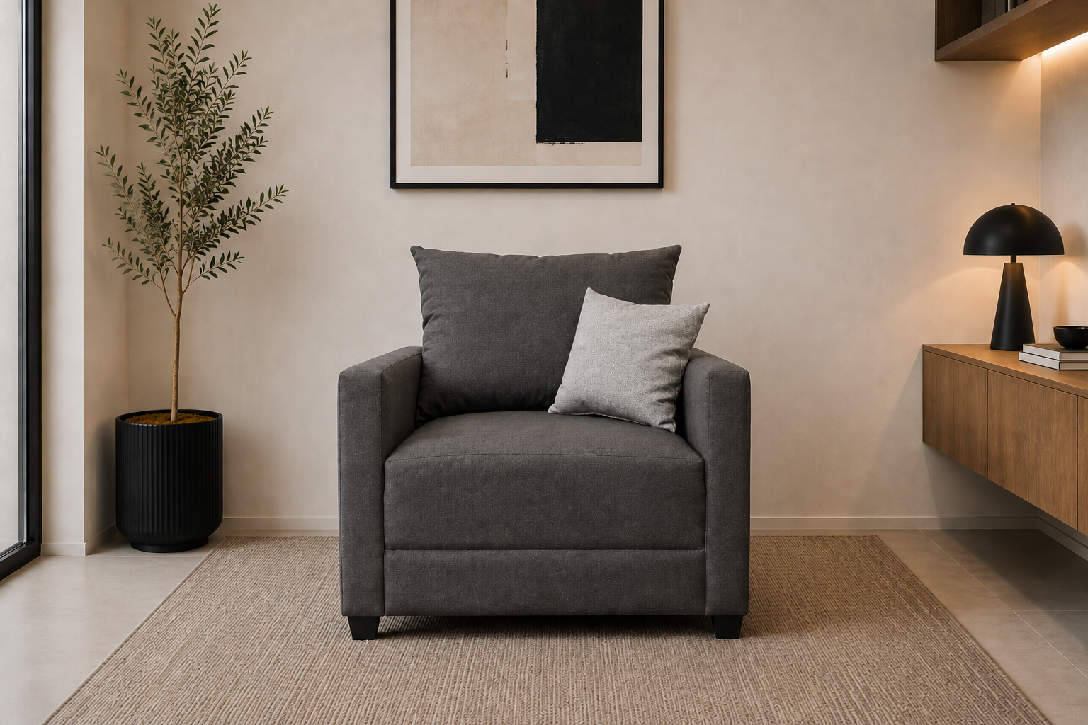 Sillon El Bazar Store Atlanta Lino Gris Oxford 1 plaza Modular Moderno