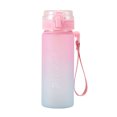 thumbnail image 2 of Botella de agua deportiva de gran gradiente 600ml/800ml | Plástico de PC a prueba de fugas | Tapa abatible de un botón, correa de transporte | Vaso portátil recto para hombres y mujeres | Blanco, 2 of 6
