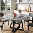 thumbnail image 1 of Yeshouse Mesa de comedor redonda de 120 cm para 4-6 personas, diseño rústico con espacio de almacenamiento, ideal para cocina, comedor, sala, reuniones y apartamento, 1 of 9