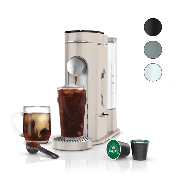 Cafetera de una sola porción Ninja Pods & Grounds, compatible con cápsulas K-Cup, prepara molidos, diseño compacto, 56 oz. Depósito, 6 oz. Taza a 24 oz. Tamaños de preparación de taza de viaje, cafete
