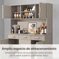 thumbnail image 4 of Zocalo Alacena de Cocina con Gabinetes, 3 Cajones y Estantes, Mueble de Almacenamiento 120cm, Gris, 4 of 9