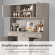 thumbnail image 4 of Zocalo Alacena de Cocina con Gabinetes, 3 Cajones y Estantes, Mueble de Almacenamiento 120cm, Gris, 4 of 9
