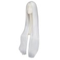 thumbnail image 5 of Zhuge Peluca lacia súper larga de 100 cm sin flequillo con raya en el medio, color blanco, para fiesta, anime, cosplay, cabello extra largo (blanco), 5 of 5