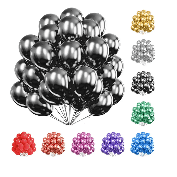 Globos Laolis 10 Redondos Metálicos 100 Pcs Decoración Xtellar negro