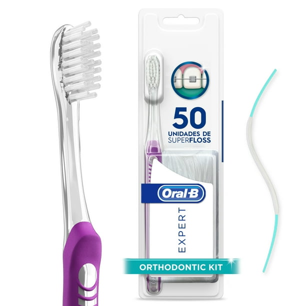 Orthodontic Kit, Cepillo de Dientes para Ortodoncia Oral B Expert + 50 Unidades de Superfloss