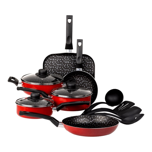 Batería de Cocina Ekco 14 Piezas de Aluminio Roja Modelo Classic