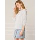 thumbnail image 4 of Allegra K Blusa de lunares de verano de media manga con cuello con volantes para mujer blanco S, 4 of 6