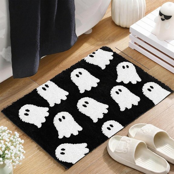 Alfombra de entrada para decoración de habitaciones, tapete de Halloween con fantasmas, tapete de imitación para baño y aseo, tapete para puerta de entrada, tapete para el recibidor, tapete para baño,