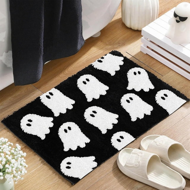 Alfombra de entrada para decoración de habitaciones, tapete de Halloween con fantasmas, tapete de imitación para baño y aseo, tapete para puerta de entrada, tapete para el recibidor, tapete para baño,