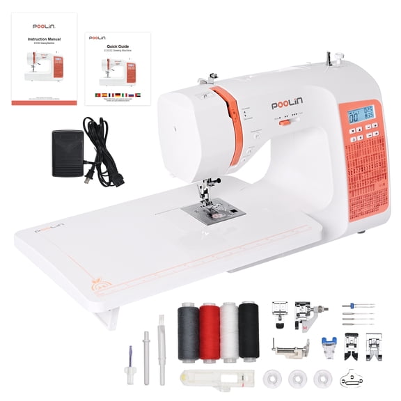 Máquina de Coser domestica Computarizada  Poolin EOC2720 293 Puntadas con 7 prensatelas para  110V-Blanco