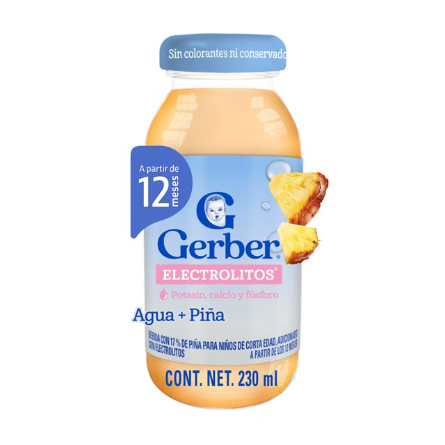 Electrolito Gerber Etapa 4 Sabor Piña Frasco de 230 ml