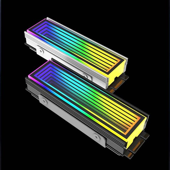 M.2 ARGB Radiador de Computadora 2280 SSD M2 Radiador PC RGB M.2 Nvme Enfriador Disipador de Efecto Abismo Sin Fin,Plata