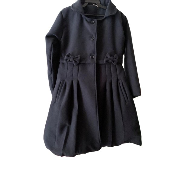 abrigo de niña, Maga boutique,talla12, color marino, una pieza, con boina, forro completo, detalle de moños,