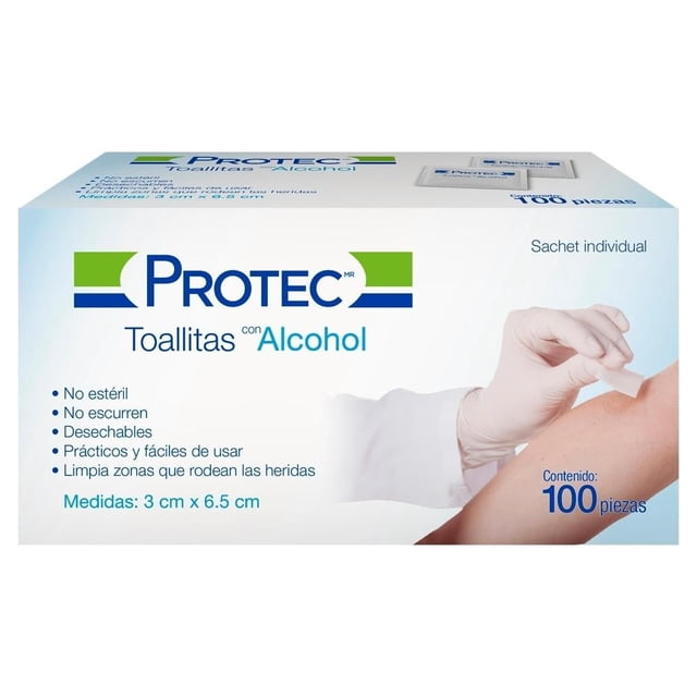 Toallitas con alcohol Protec 100 pzas