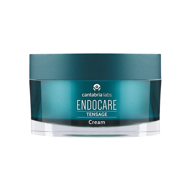 endocare tensage cream 30 ml Crema antiedad Endocare en envase redondo multicolor, vista frontal centrada que muestra la marca 'Endocare Tensage' y la palabra 'Cream' en la etiqueta; frasco de base transparente con cuerpo turquesa opaco. A menudo usada como crema facial diaria y como protector solar según su formulación.