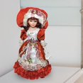 thumbnail image 1 of Muñeca de con Vestido Artesanal Y Cara Delicada Figura Decorativa Femenina Muñeca Clásica de Colección Ornamento para Interior Adecuada para Rojo burdeos, 1 of 8