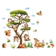 thumbnail image 2 of Pegatina de pared con diseño de mono, búho y árbol del bosque para habitación infantil, decoración de guardería, 2 of 6