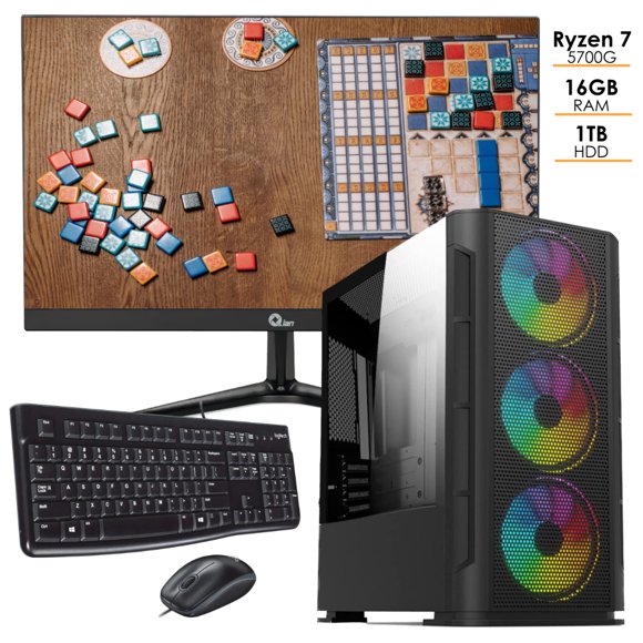 Computadora Gamer Ryzen 7 5700G AMD HDD 1TB RAM 16GB Radeon monitor 21.5" 80 plus