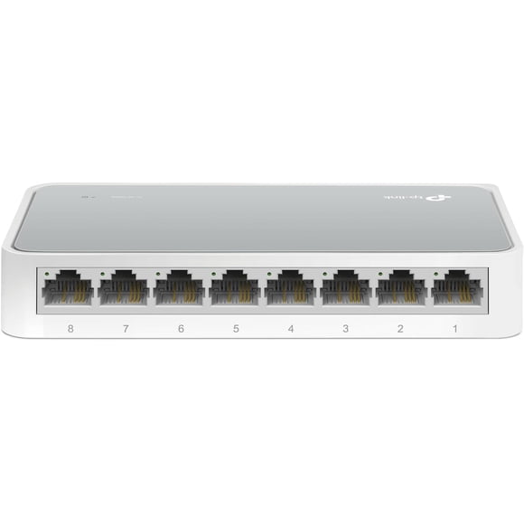 TP-Link 8 Port Fast Ethernet Switch, Desktop Ethernet Splitter, Ethernet Hub, Plug and Play, Fanless