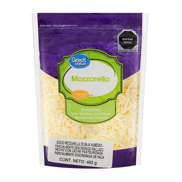 Queso Mozzarella Great Value rallado 453 g