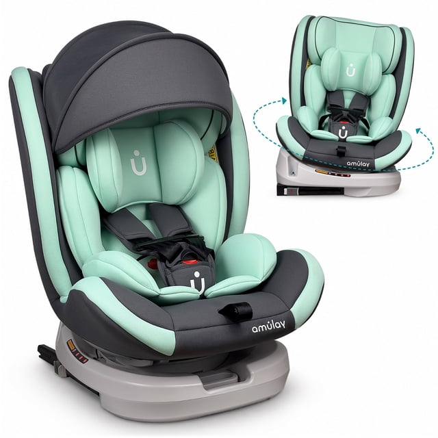 Amulay Autoasiento KIDDO 360º Isofix 0-36Kg - Verde y Gris