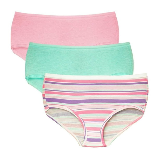 Pantaleta Fruit of the Loom para Niña, Algodón Premium 3 Piezas Multicolor Talla 12