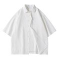 thumbnail image 1 of pstuiky camisetas para hombre, Camisa de manga corta con botones de color liso para hombre camisas casuales para hombre xl, 1 of 3