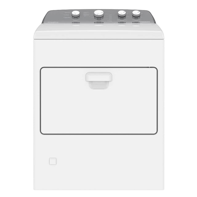 secadora whirlpool 7mwgd-2040jm Secadora de gas carga superior blanca con panel Chrome Shadow, vista frontal centrada; tambor de gran capacidad 21 kg con canasta de acero con revestimiento en polvo, perilla de control superior, filtro atrapapelusas en la parte superior, luz interior, 5 temperaturas y opción EcoBoost visibles. A menudo usada para secar cobijas grandes y cargas voluminosas.
