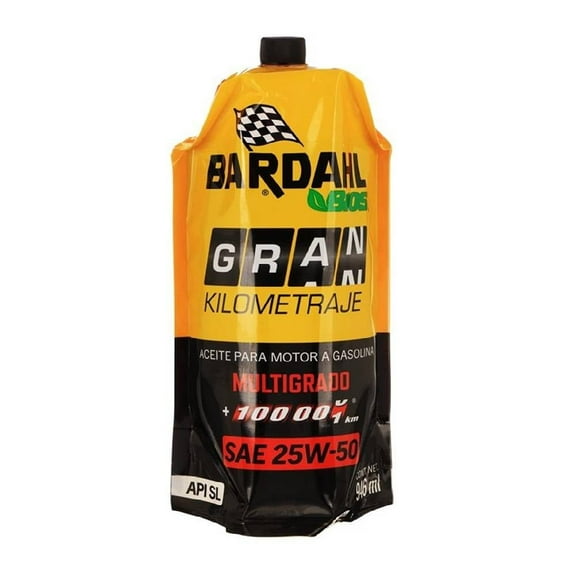 Aceite para Automóvil Bardahl 25W-50 SL Gran Kilometraje 946 ML Brickpouch