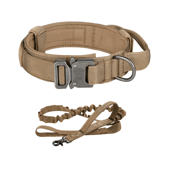 Collar Y Cuerda Para Perros Caqui Malubero talla Mediana