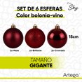 thumbnail image 2 of Esferas para árbol de navidad Artego extra grandes de 15 cm de diámetro paq 6 esferas  Vino Línea SKY 3 diversos acabados navideños Mate, brillantes, cromadas para colgar Christmas ornaments, 2 of 7