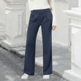 thumbnail image 2 of Amzcrzy Pantalones Vestir Mujer Color Liso S-2XL - Cintura Alta Elástica, Pliegues Frontales, Sin Cremallera, Bolsillos, Para Trabajo Azul, 2 of 5