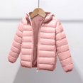 thumbnail image 1 of Chaqueta de plumas con capucha para niños y niñas, ligera, cálida, acolchada, de nailon, abrigo de invierno, color negro, 1 unidad, de 4 a 10 años., 1 of 5