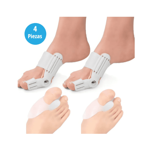 4 Pzas Ferulas Corrector Juanetes + Separadores De Dedos Color Blanco