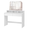 thumbnail image 2 of VASAGLETocador con Espejo Plegable, Mesa de Maquillaje, Estilo Moderno, con 2 Cajones y 3 Compartimentos, Montaje Sencillo, Blanco, 2 of 5