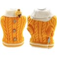 thumbnail image 2 of Zhuge Suéter para perro, abrigo cálido, suave, con botones retorcidos, tejido de punto, ropa de invierno, suéteres para perros, clima frío medio, amarillo, M, 2 of 5
