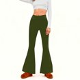 thumbnail image 2 of Amzcrzy Pantalones Acampanados Para Mujer Pantalones De Yoga Elásticos, De Pierna Ancha Y Cintura Alta, De Color Liso, Que Controlan El Abdomen Pantalones Ligeros Y Suaves Para Mujer S-2XL Verde, 2 of 6