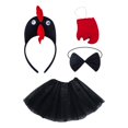 thumbnail image 2 of Set de vestuario de pollo 4pcs vestido de animal lindo disfraz de animales para halloween acción de gracias Negro, 2 of 8