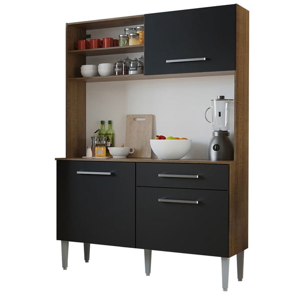 Cocina Integral Compacta Madesa 120cm Marrón/Negro