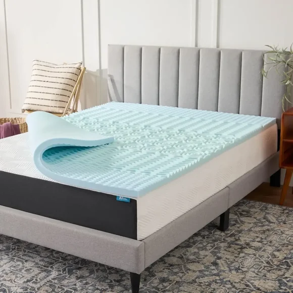 Lucid - Colchoneta de Memory Foam con Gel - Sobrecolchón de 5 Zonas de 7.5 cm - Topper para Colchón - Individual
