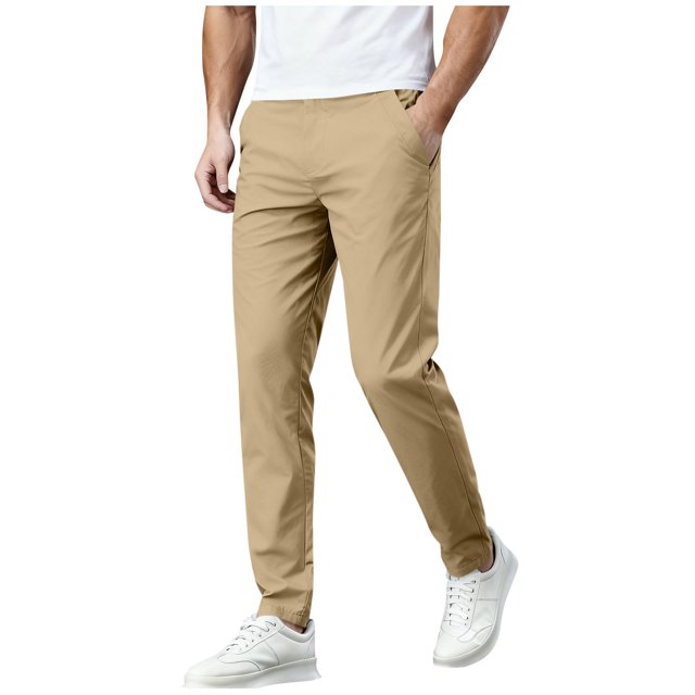 Amzcrzy Pantalones Clásicos Hombre Color Liso Cintura Elástica Cómodos Transpirables Elásticos Moda Informal Senderismo Pescar Correr Ejercicio Bolsillos Tallas S-3XL Marrón